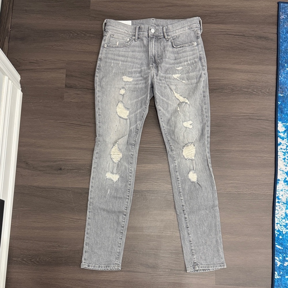 H&M Light Gray Distressed Slim Jeans